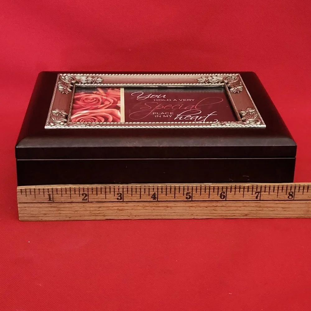 VTG Sankyo Wooden Jewelry Music Box Metal Frame